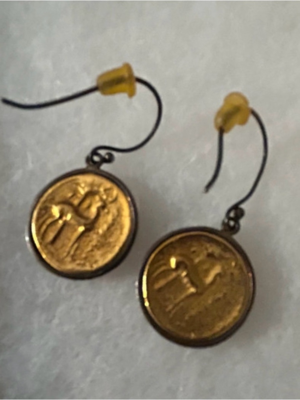 Gold Tone Round Coin Drop Earrings - Women Jewelry